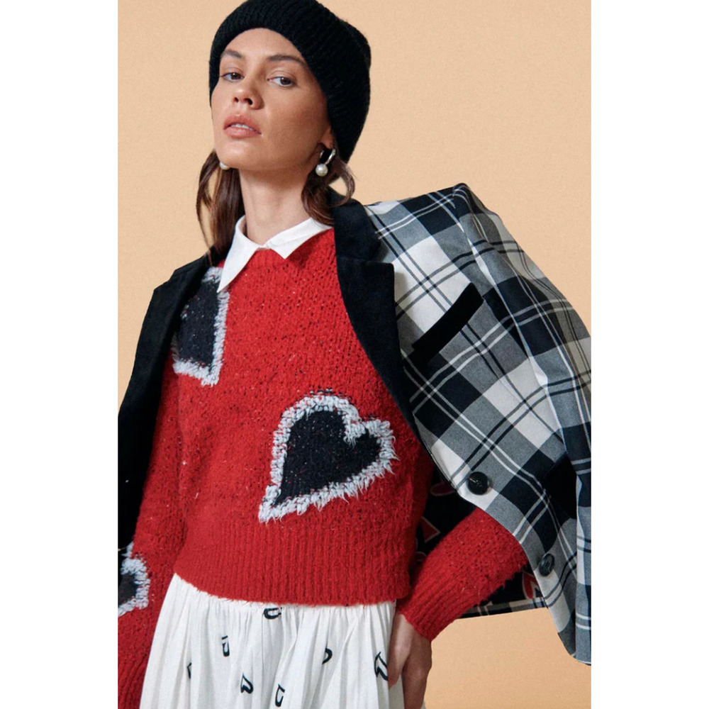 Hunter Bell Catherine Blazer Black White Plaid Checkered Large NEW - Picture 2 of 11